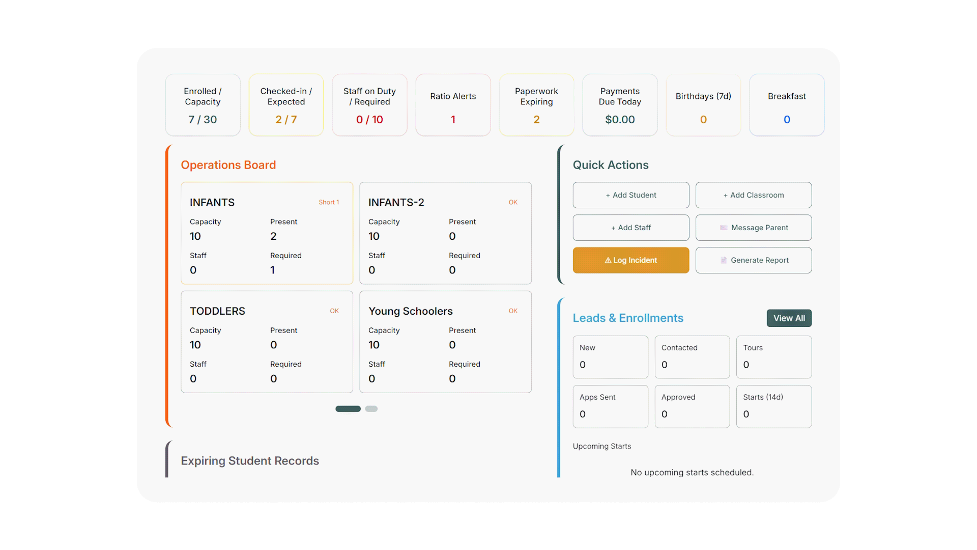 Multi-location childcare management software connecting childcare centers and multiple sites in one platform